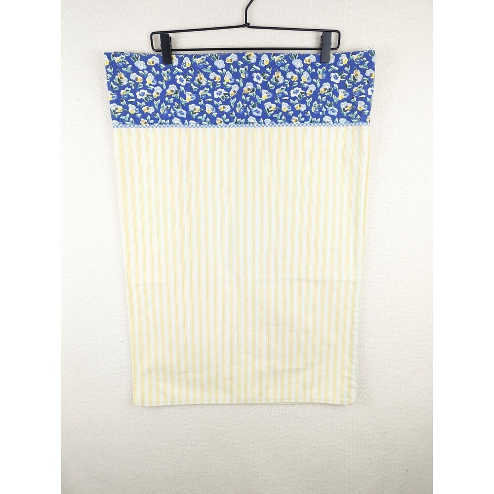 Waverly Primrose Shams Standard Blue Yellow Stripe Floral Cottage‎